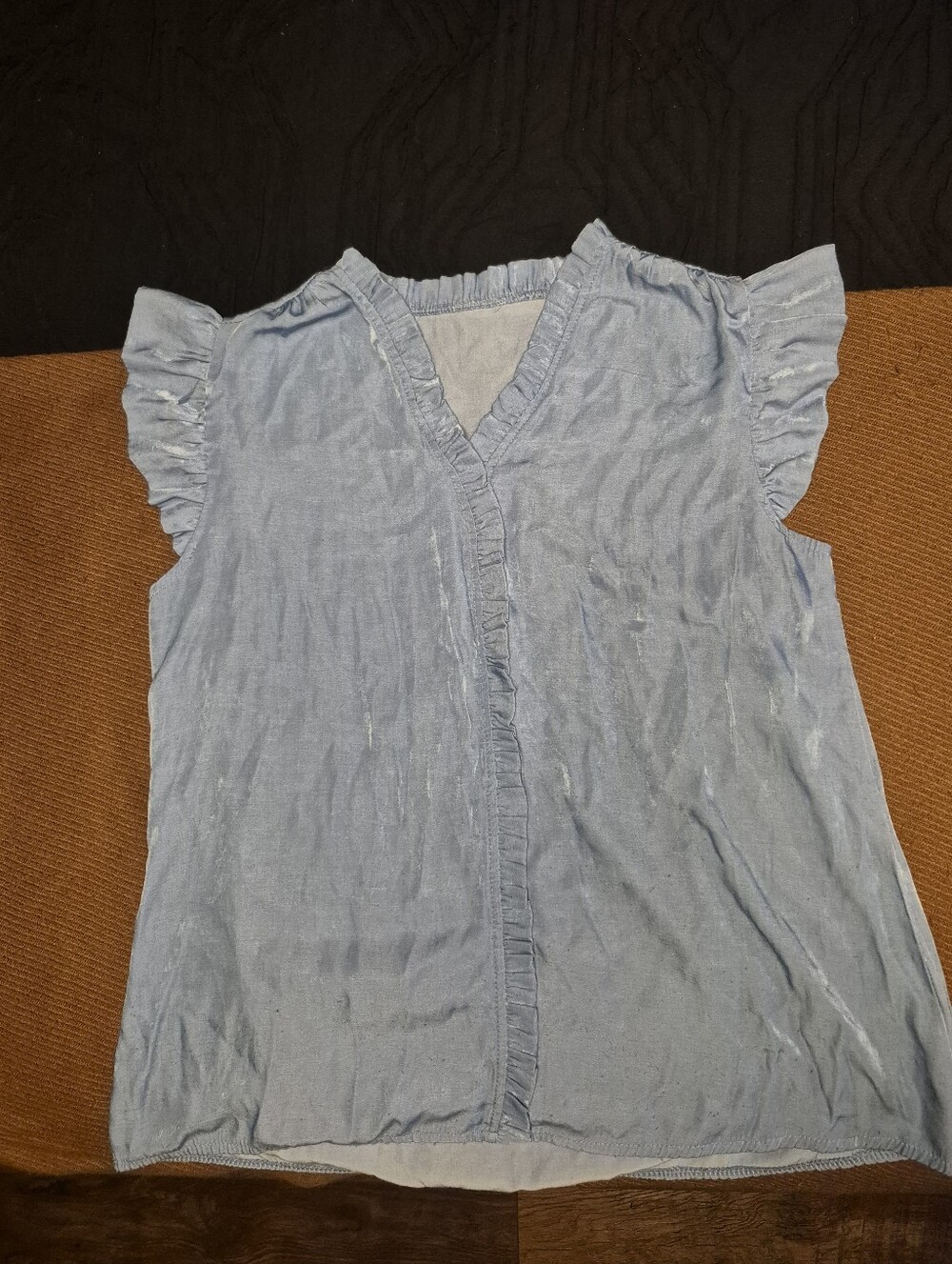 Girls' Light Blue Ruffle Sleeve Top